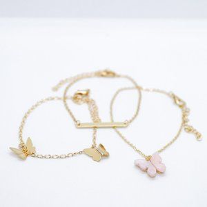 Multi-layered Butterfly Bracelet Set
